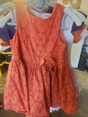 Classic Orange Eyelet Bow Sundress for Girls